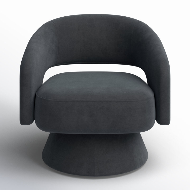 Fauteuil d'appoint pivotant Bhupendra, Velours gris foncé