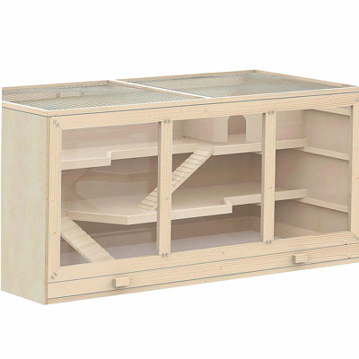 Très grande cage à hamster en bois, cage à gerbille et autres petits animaux PawHut