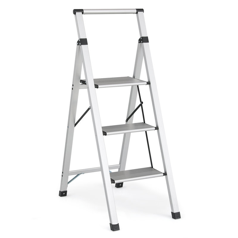 2 Step Ladder Folding Stool with Handgrip, Wide Platform Step, Non-Slip Feet, 330 lbs Load Capacity, 43" H