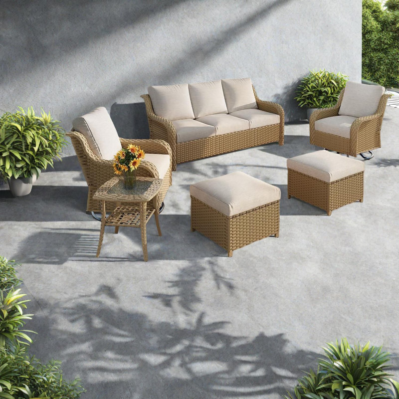 Morceaux de pièce en rotin moderne pour terrasse
