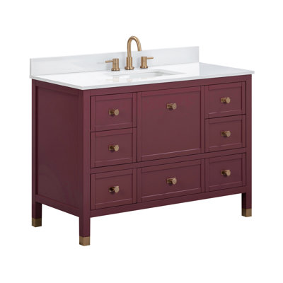 Alana 36 in. Single Sink Bathroom Vanity in Burgundy Red with Top