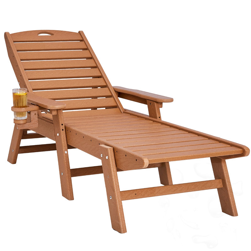 Adjustable Reclining Outdoor Chaise Lounge, Brown