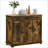Sideboard with Solid Wood Top | Modern Rustic Brown Storage Cabinet, 3 Drawers, 2 Doors, Adjustable Shelf | Solid Wood | Engineered Wood