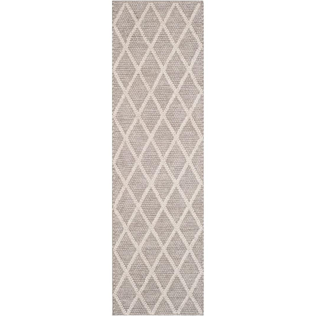 Russo Gray Hand-Woven Geometric Flatweave Rug, Runner 2'3" x 6'