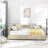 Full Velvet Storage Upholstered Tufted Sofa Bed Frame with Backrest and Armrests, Beige-59591983-54744871