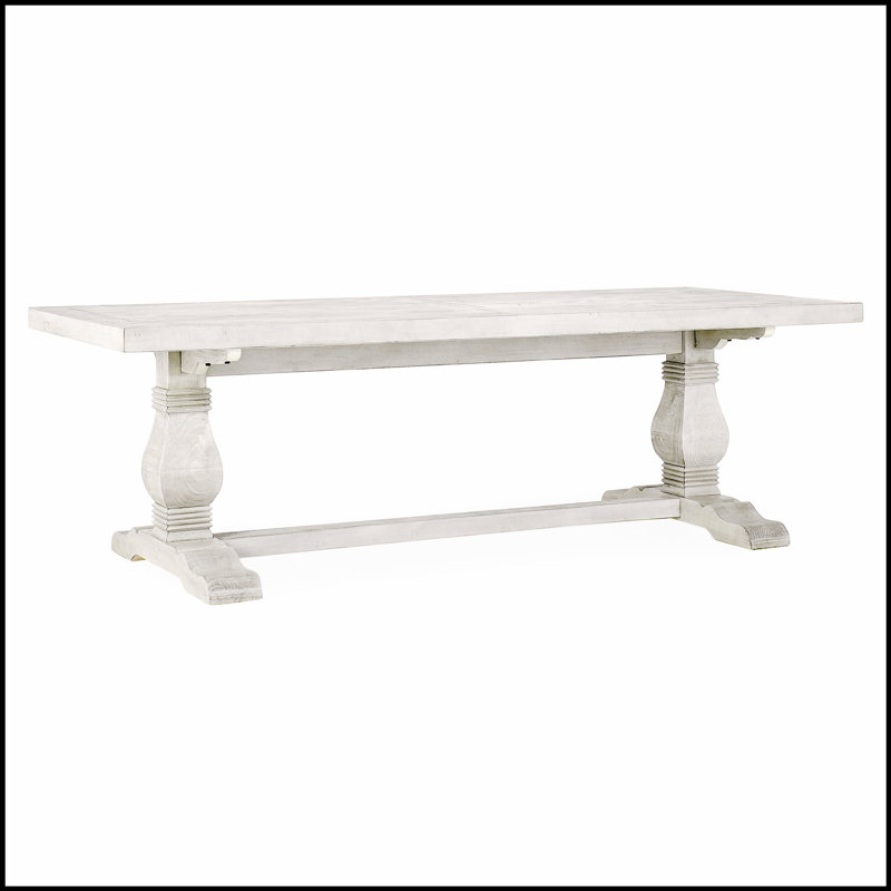 Table de salle à manger Caleb de 94 po ivoire patinée, spacieuse et durable pour des rassemblements élégants et un usage quotidien