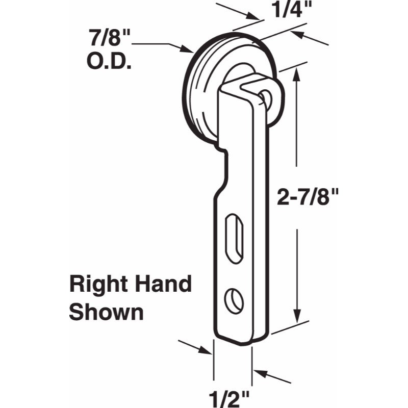 7/8 po. Rouleau de porte à roulement à billes en nylon avec roulettes 1 gauche / 1 droite, pour portes Nordahl (1 paire)