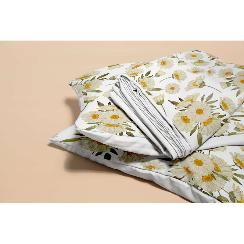 Ensemble de housse de couette simple Elegant, 100% mélange de coton (70% polyester / 30% coton), 53,1 po x 78,7 po | Comprend une taie d'oreiller de 31,5 po x 31,5 po | Lavable à la machine, 120 fils au pouce, fermeture à boutons pour la couette, élégant et confortable