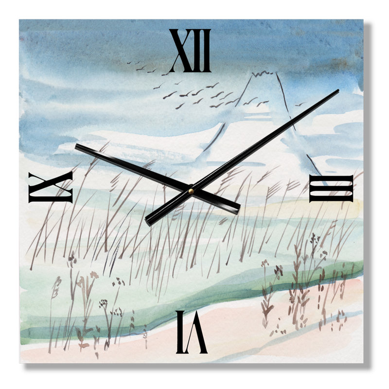 Horloge murale grues volant au-dessus d'une montagne enneigée, Grand