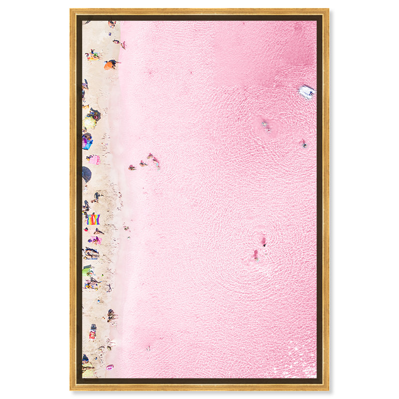 Nautique et plage rose côtière - impression, Toile encadrée d'or, H 54 po x l 36 po