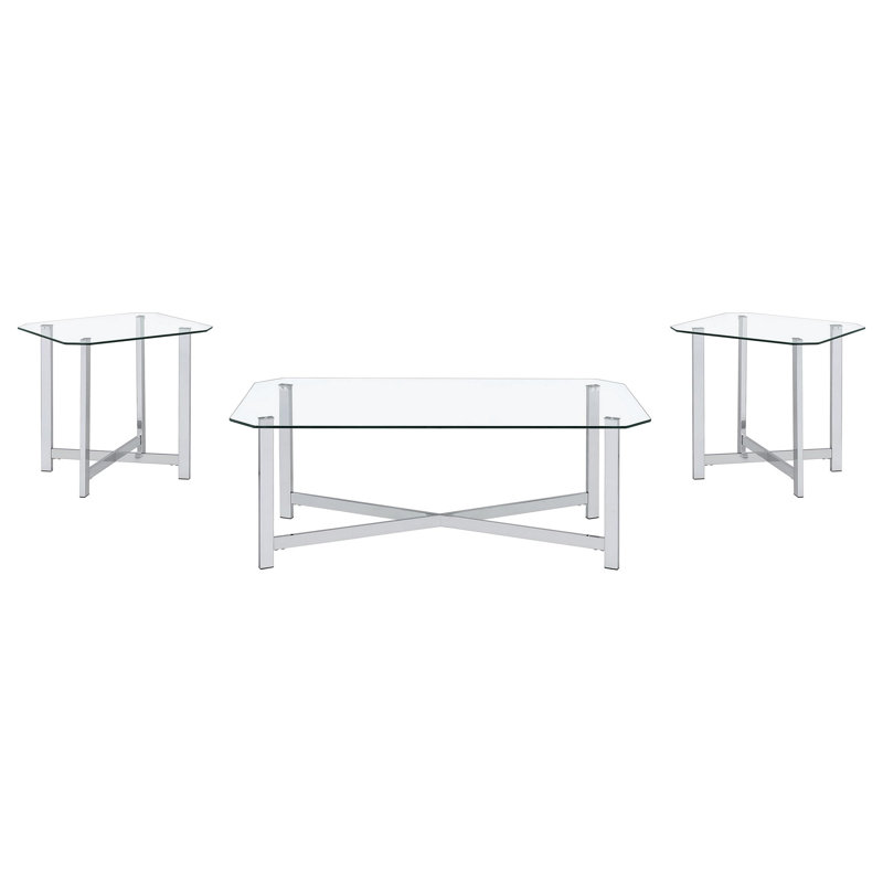 Linda Chrome 3-piece Coffee Table Set