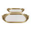 Décoration de plateau moderne pour décor de table basse et de salle à manger - Présentoir de pièce maîtresse décorative pour hall d'entrée et rangement pour la maison - ensemble de 2, 18 po, 16 po, doré et métallique