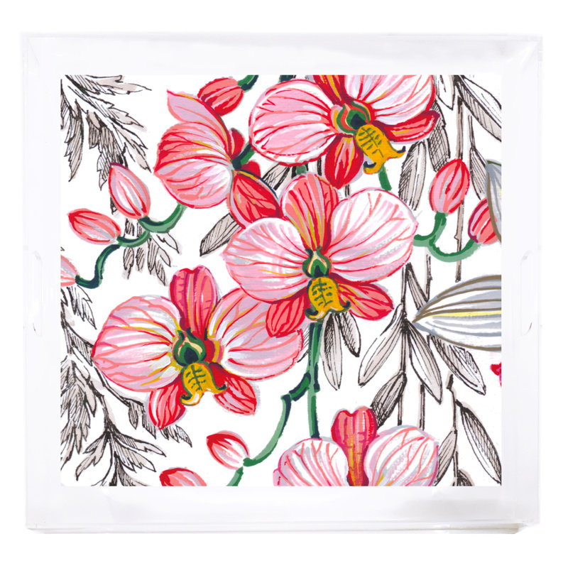 Orchid Vanda Acrylic Square Decorative Tray, Maji