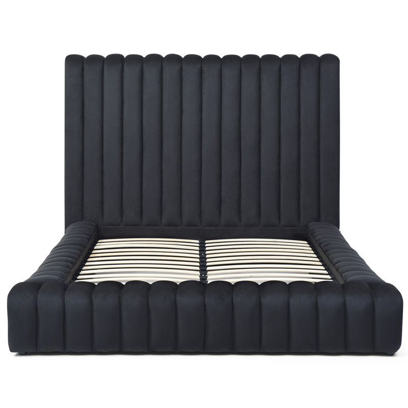 Kaydence Velvet Platform Bed, Black, Queen