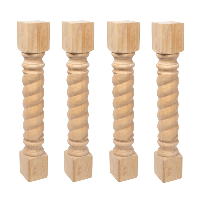 Unfinished Solid Hardwood Rope Kitchen Island Legs, Set of 4