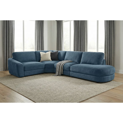 Upholstered Slope Armrest 4 Piece Modular L-sectional