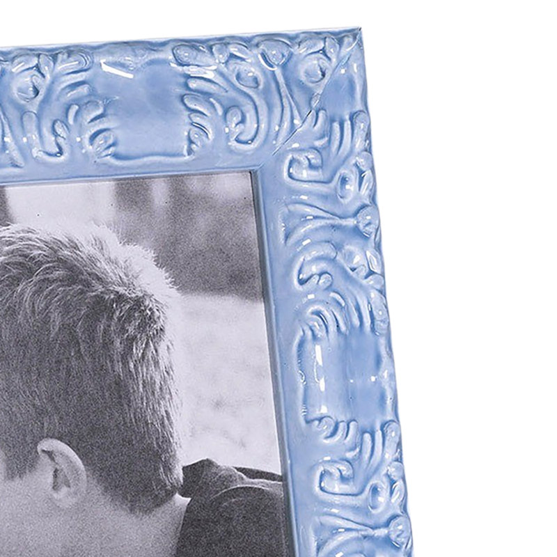 Cadre pour photo simple en bois embossé, Bleu pastel, 4 po x 6 po