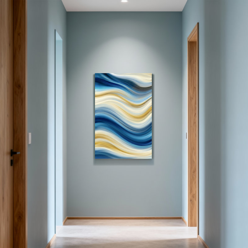 Abstract Blue And Gold Wavy Abstract Pattern
