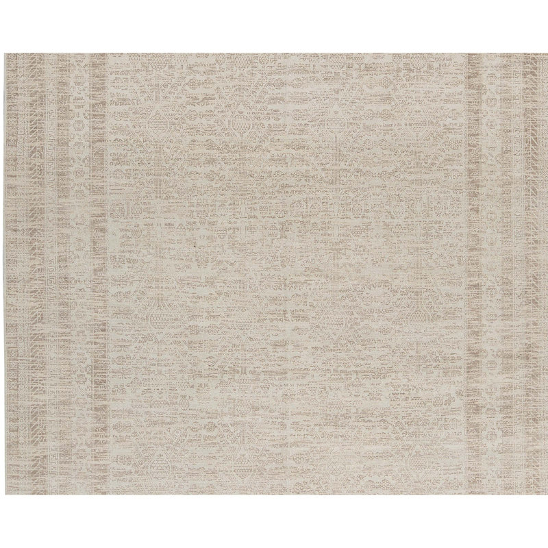 Hand-Knotted High-Quality Cream and Cream Area Rug