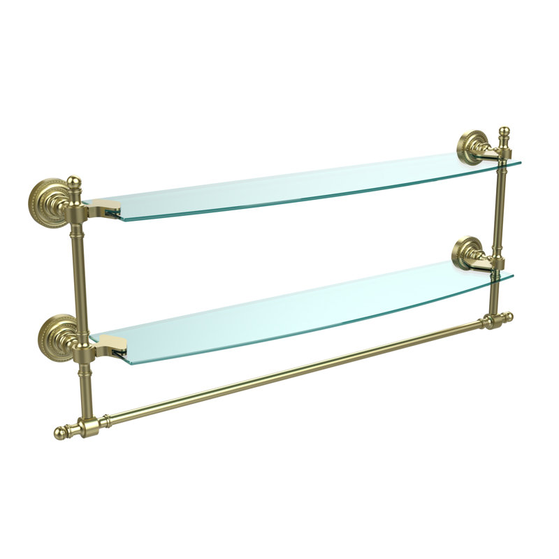 Godinez 2 Piece Tiered Shelf with Towel Bar, 22", Satin Brass