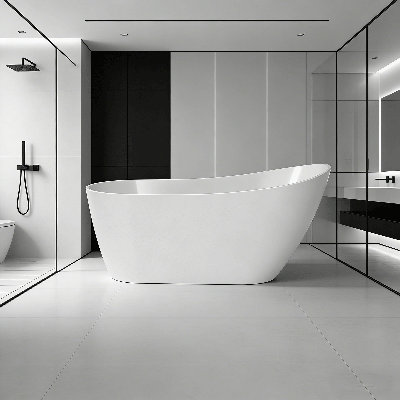 Baignoire de trempage autoportante en acrylique 55,12 po x 30,71 po