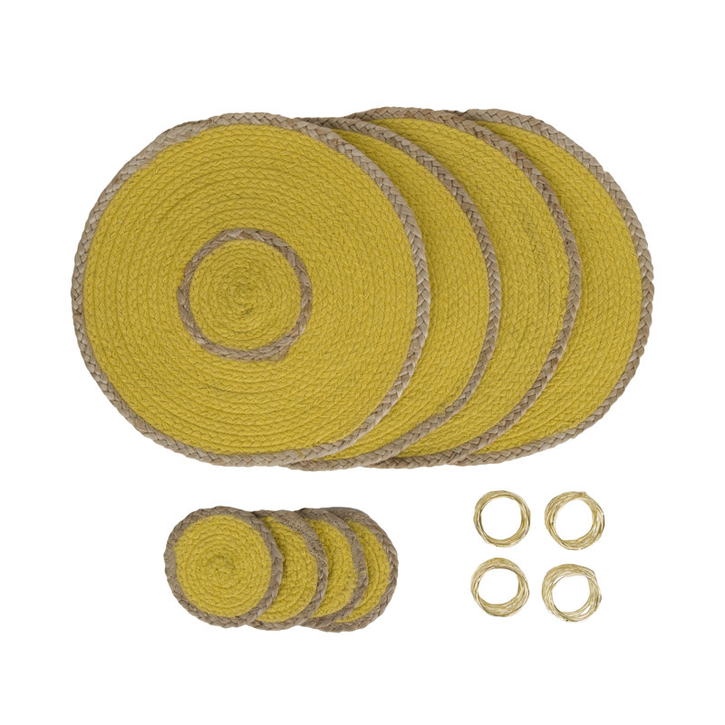 Bolding Embroidered Round, Yellow