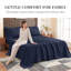 Ensemble de draps en coton 4 pièces pour lit Queen Size, draps respirants et rafraîchissants, literie douce inspirée des hôtels, draps bleu marine de luxe avec poches profondes de 40 cm, infroissables et faciles d'entretien-135803609-135803612