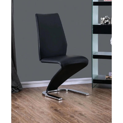 Contemporary Dining Chairs 2Pcs , Black With - Z-Shaped Metal Base 2 Comfortable Chairs, Modern For Home