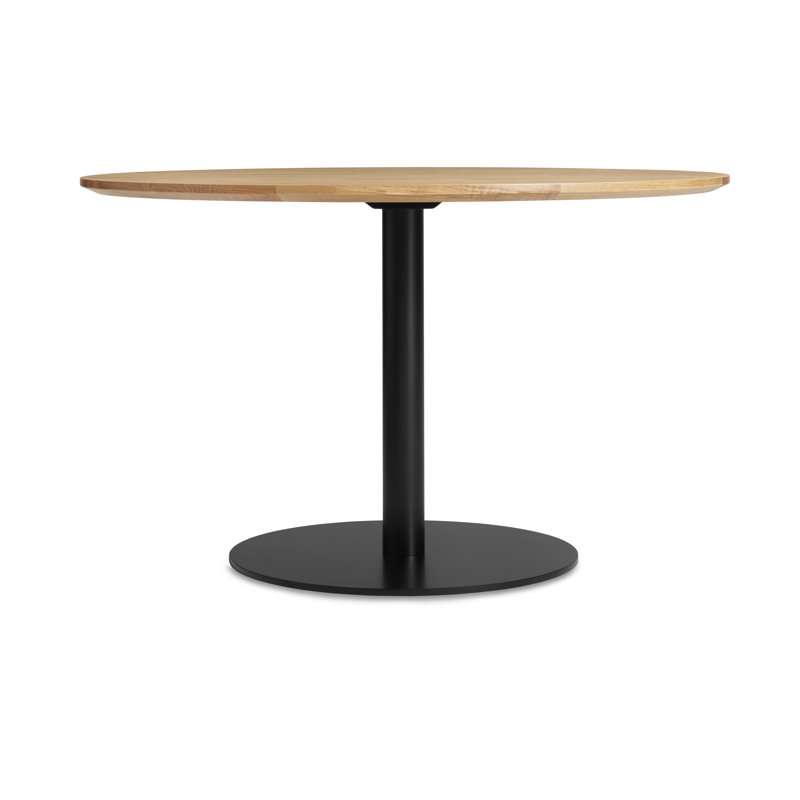Easy Round Dining Table, Matte Black, White Oak, 29" H x 48" W x 48" L