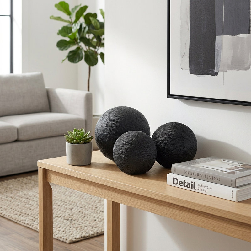Objets décoratifs et statues pour la décoration intérieure - Sculpture Orbes noirs pour la cuisine ou le salon, 6 po