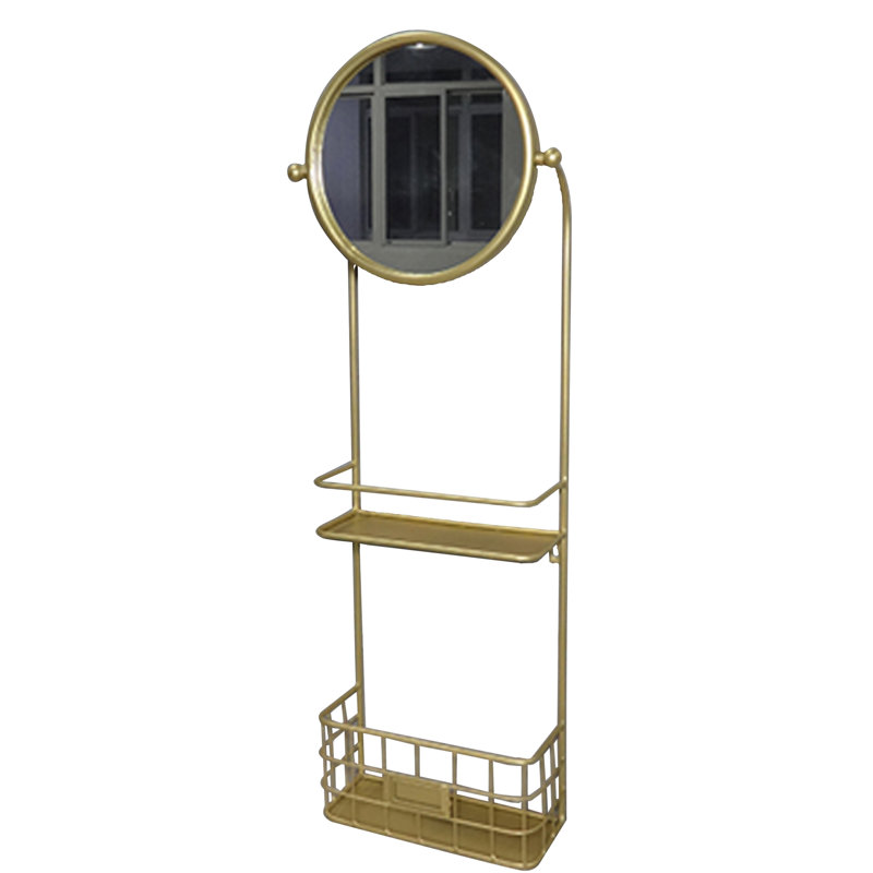 Miroir décoratif en métal avec tablettes Basil