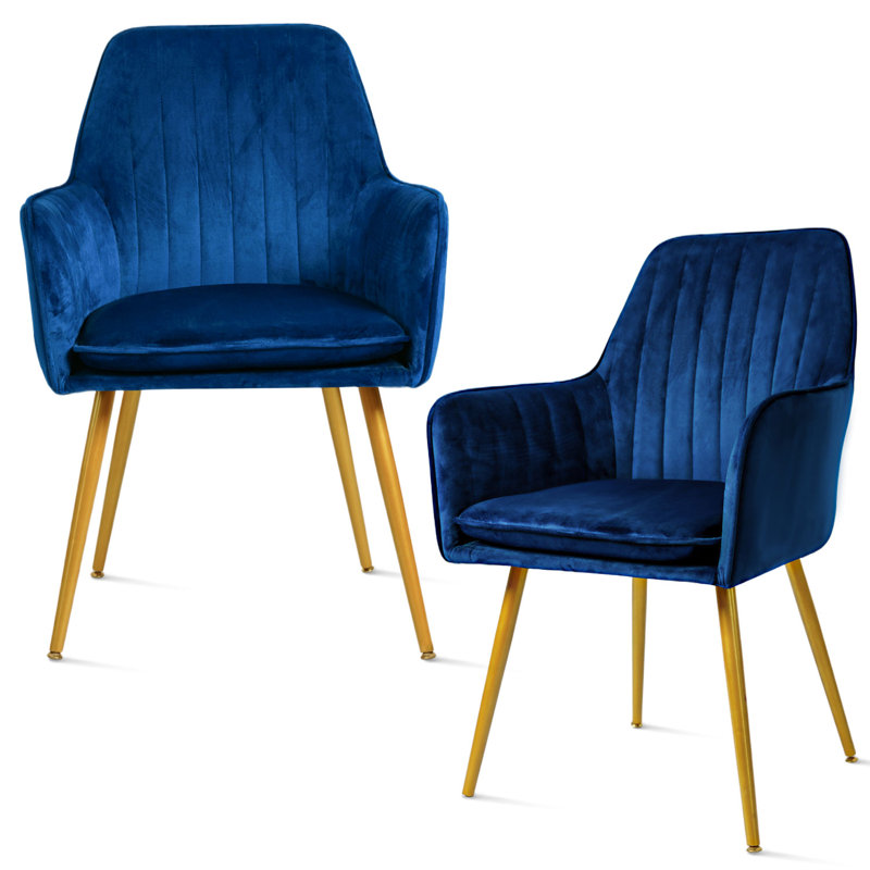 Jevita Velvet Arm Chair, Set Of 2, Blue