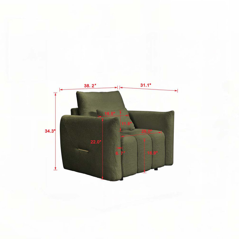Chaise longue rembourrée Teddy, Vert d’armée