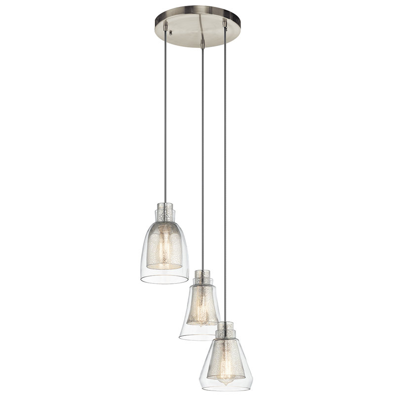 Boghos 3 - Light Brushed Nickel Cluster Pendant