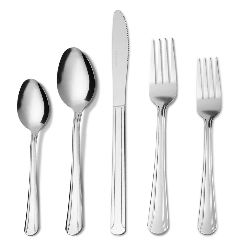 Ensemble de couverts 60 pièces en acier inoxydable 430, service d'argenterie Dominant pour 12, idéal pour les réunions de famille, les mariages et les restaurants 