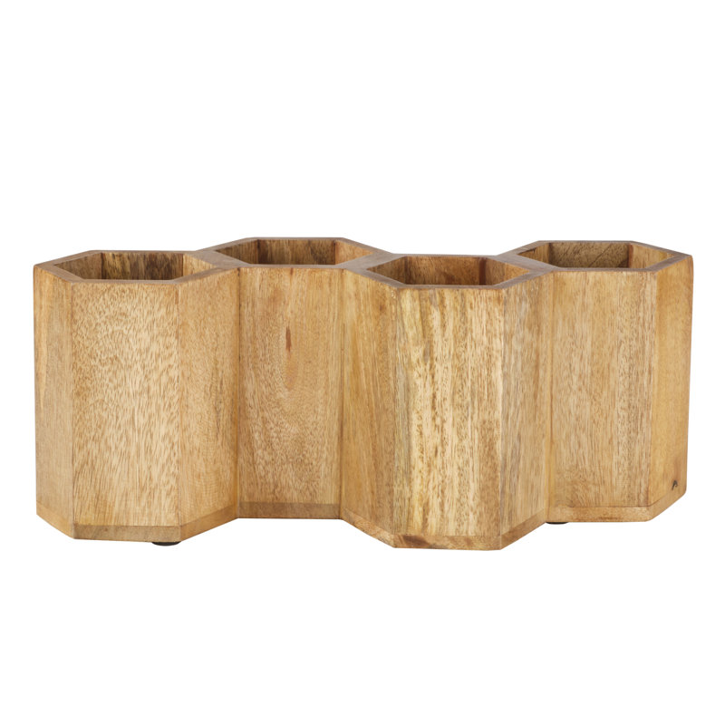 Gourmet Basics by Mikasa Hex Wood Flatware Caddy