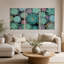 Ensemble de 3 plantes murales sarcelle et vertes sur fond sombre-235478253