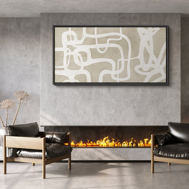 Art moderne moderne géométrique abstrait, H 30 po x l 60 po, Black