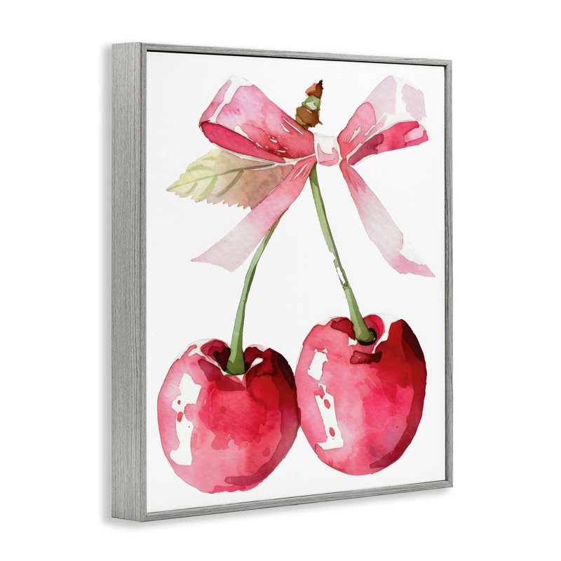 «Cherries with Chic Pink Bow», dessin de Creative Studio, Estampe numérique Farmhouse, H 14 po x l 11 po