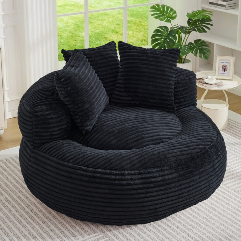Fauteuil à billes 45,8 po noir, support pour haut dossier, sans assemblage, Noir