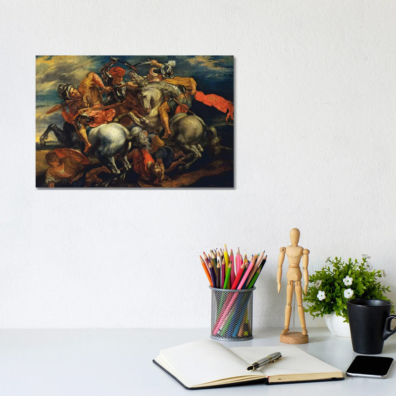 The Battle Of Anghiari (The Fight For The Standard) by Peter Paul Rubens - Wrapped Canvas Painting, 20.32 cm H x 30.48 cm W