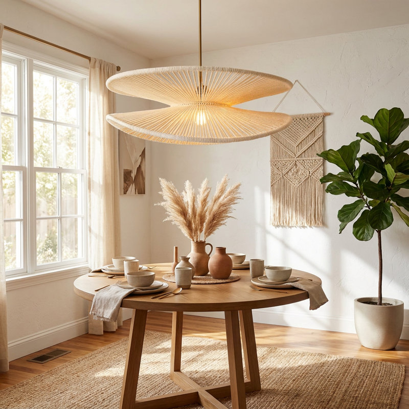 Amadora Sculptural Woven 1 Light Macrame Chandelier