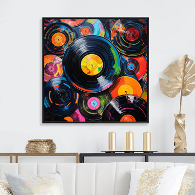 Colourful Vinyle Disques Melody II - Vinyle, reproduction sur toile encadrée