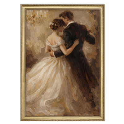 Romantic Couple Dancing Classic Vintage Style Wall Decor for Living Room Bedroom Framed Wall Art 26"x36"