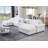 7 - Piece 179.86" U Shape Sectional Sofa Cloud Couch With Removable Ottomans & Cup Holder, USB & Type-C Charging Ports-1124442068