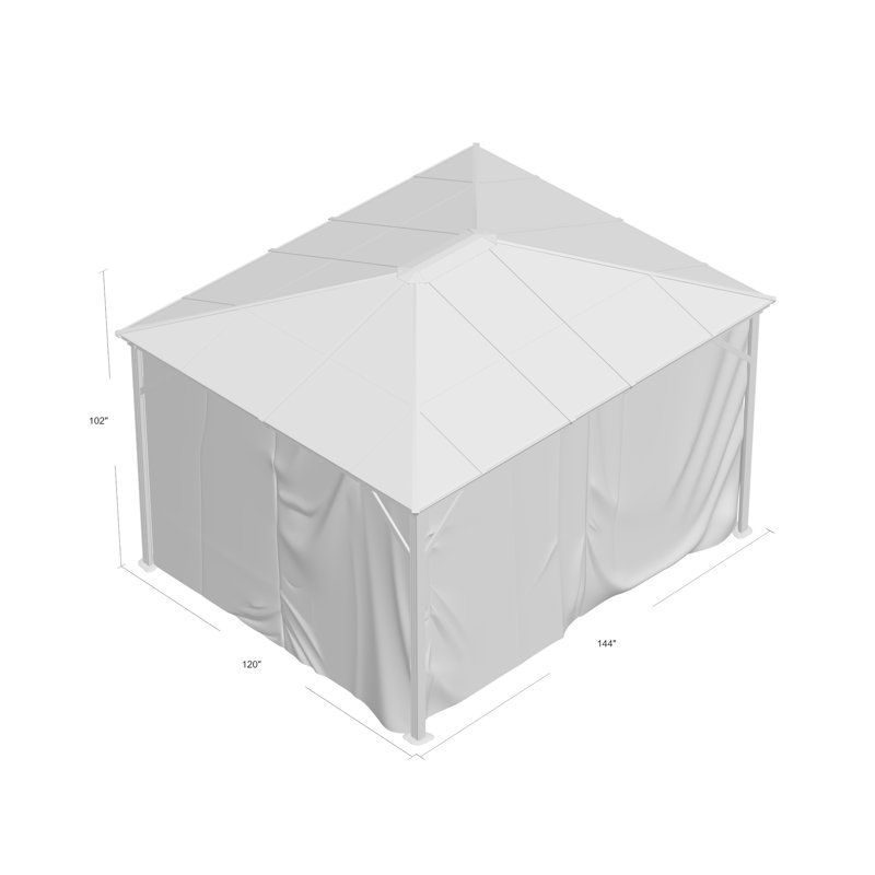 Kozyard Edward 10’x12‘ Polycarbonate Roof Hardtop Gazebo with Curtain and Mosquito Netting