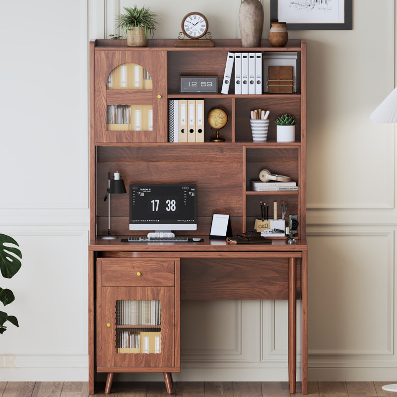 Bureau d'ordinateur avec bureau rotatif à 90 degrés, grand espace de rangement et conception multifonctionnelle pour le bureau à domicile et le bureau