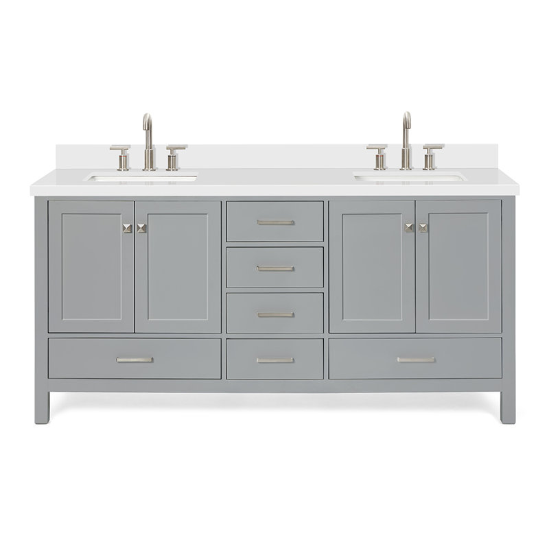 Ensemble de meuble-lavabo double 73 po Cambridge, Gris, Rectangular