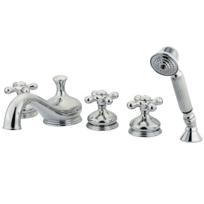 Robinet de baignoire romaine à 5 poignées et 3 poignées à fixation sur le comptoir avec laiton Kingston Kingston