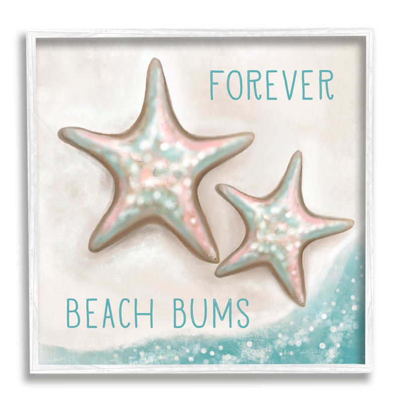 «Forever Beach Bums Starfish Duo» par Elizabeth Tyndall - cadre flottant, impression sur bois, L 24 po x H 24 po x P 1,5 po